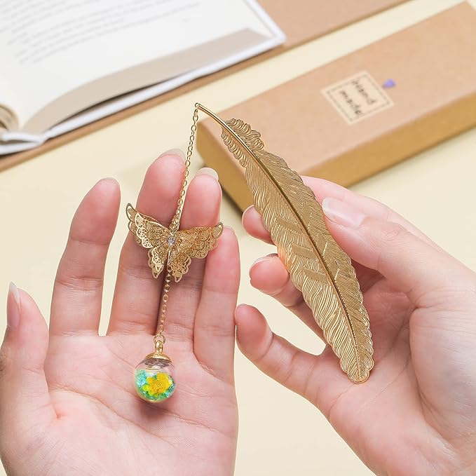 Metal Feather Butterfly Bookmark,Wedding Anniversary Retirement Birthday Gifts Teacher Christmas Gifts for Women Readers Girls Book Lovers,Thank You Teacher Appreciation Gifts Valentines Day Gifts