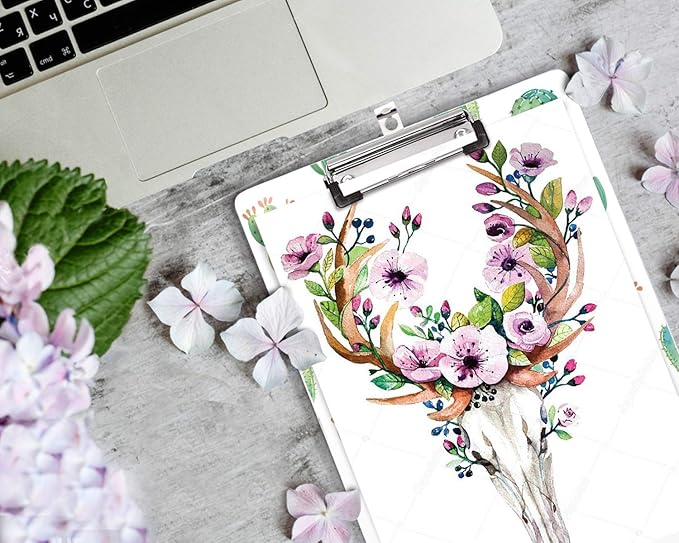 WAVEYU Clipboard, Cute Clipboard, Letter Size Decorative Clipboard Cactus Design with Low Profile Clip, Retractable Key Hole for Hanging Paperboard for Office School, Cactus (12.5"x9")