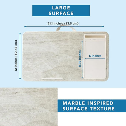 LAPGEAR Home Office Lap Desk with Device Ledge, Mouse Pad, and Phone Holder - Taj Mahal Marble - Fits up to 15.6 Inch Laptops - Style No. 91581
