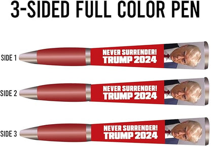 Trump Never Surrender Ballpoint Pen, MAGA, Trump Merchandise Donald Trump Gifts for Men & Women, Make America Great Again Donald Trump Never Surrender Pen - Imprinted In The USA (3-Sided Pen)