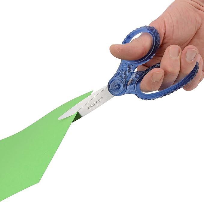 Westcott 7" GEM Crystal-Design Student Scissors, for Kids Aged 12+ - Scissors for School, Craft, Home, DIY, Classroom - Blue