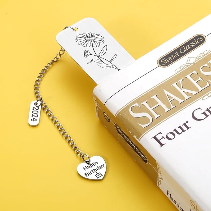 50th Birthday Gifts for Her, 16 21st 30th 40th 50th 60th Birthday Gifts for Her, Birthday Gift Ideas for Friend Bestie Mom Grandma Sister Girls Book Lovers,Birth Flower Bookmark,Sunflower Gifts