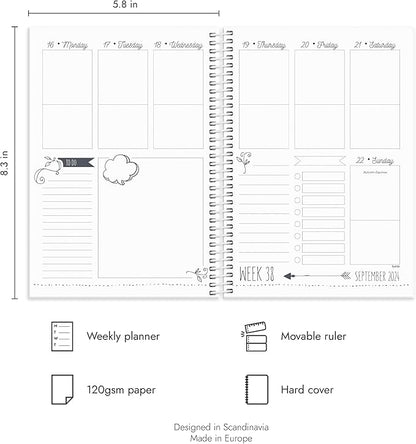 Doodle Academic Planner 2024-2025 | July 2024 - August 2025 | Weekly & Monthly Planner | Space for Creativity & Coloring | Planner stickers included | 120gsm paper