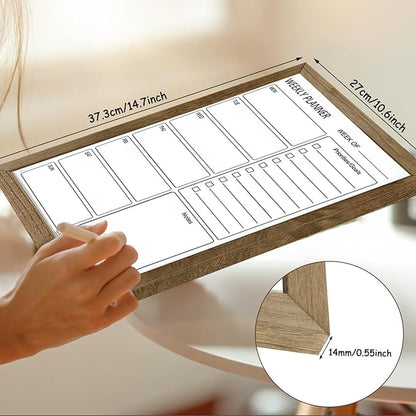 Dry Erase White Board Weekly Calendar Board, Magnetic Whiteboard for Wall,10.5“x14.5 Solid Wood Rustic Brown Framed Message Board, Planner Board for Office, Home, Schooll(Weekly-BB-RB-2737)