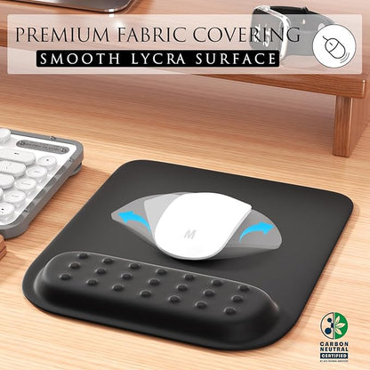 MROCO Ergonomic Mouse Pad with Memory Foam Wrist Rest, Comfortable Computer Mousepad for Laptop, Pain Relief Wrist Support with Non-Slip PU Base for Office & Home, 9.4 x 8.1 in, Black Dot