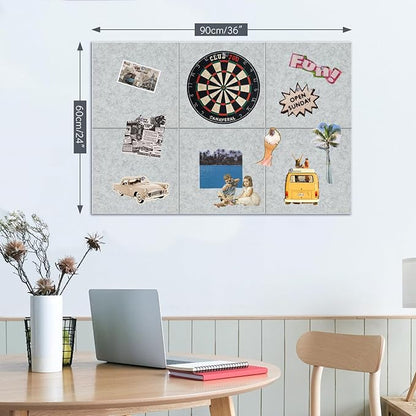 Large Cork Board for Walls with 30 Push Pins-24"X36", Easy to Peel&Stick Vision Bulletin Board Tiles, Black Poster Felt Board Supplies Set Home Office Classroom Corkboard Decor Self Adhesive