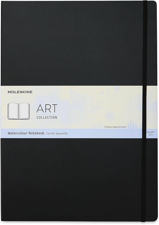Moleskine Art Watercolor Notebook, Hard Cover, A3 (11.75" x 16.5") Plain/Blank, Black, 60 Pages