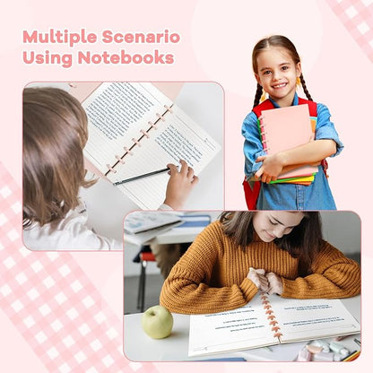 Discbound Notebook, 8-Disc Disbound Planner with Removable Pages, 180 Pages Spiral Notebook, Poly Cover Discbound Planner for Work, Travel, Note Taking(With Index Sticker),Pink,A4