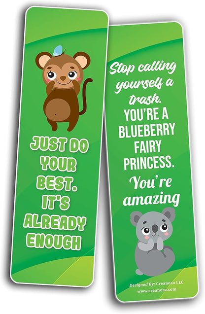 Creanoso Cute Critter Quotes Bookmarks (5-Sets X 6 Cards) – Daily Inspirational Card Set – Interesting Book Page Clippers – Great Gifts for Adults and Professionals
