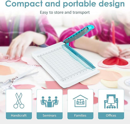 Paper Cutter, 6in Cut Length Small Paper Cutter with Safety Guard Stack Paper Trimmer Portable Curved Strip Paper Cutters Guillotine Paper Cutter for Cutting Coupon Craft Paper Card and Photo
