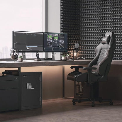 WASJOYE Fingerprint Biometric Safe Box Fireproof - Fingerprint Safe Box with Fireproof Lock Box, 2.5 Cubic Feet Fingerprint Safe for Home Office Hotel Jewelry Cash Documents Valuables Storage