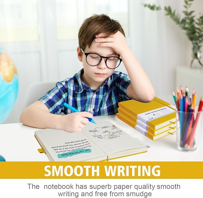 Lined Journal Notebook, 1 Pack (Yellow), 360 Pages, 9.8 inches x 6.9 inches - 100 gsm Thick Paper, Hardcover