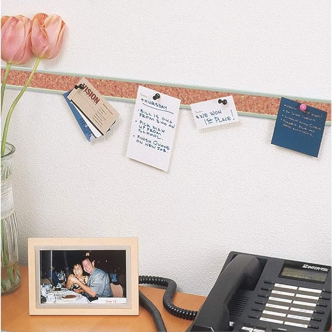 Quartet Bulletin Bar Strip, Cork Board, 24" x 1", Classroom, Office, Cubicle, Aluminum Frame (2004)