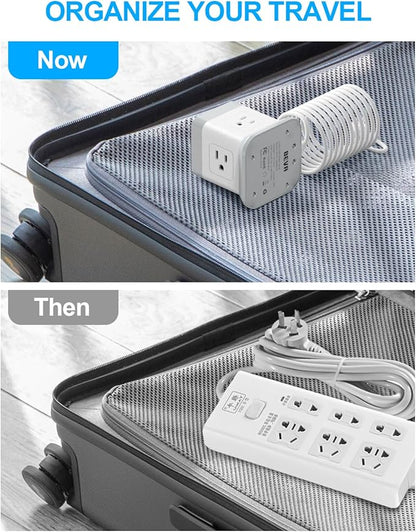BEVA Cube Power Strip 10 ft Cord, Desktop Power Strip with 4 Outlets and 3 USB Ports, Flat Plug, Overload Protection, Compact Power Strips Tower for Travel Home Office Cruise Ship - ETL Listed