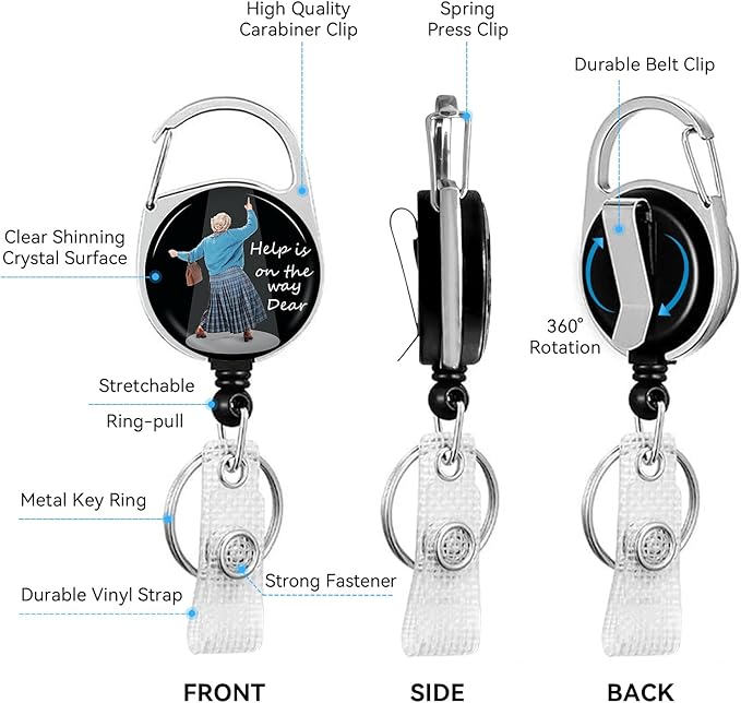 Help is on The Way Badge Holder with Retractable Reel and Breakaway Lanyard，Badge Clips Retractable Heavy Duty Badge Reel，Keychain，ID Holder with Breakaway Lanyard for School Nurse Office Teen