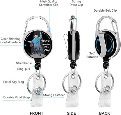 Help is on The Way Badge Holder with Retractable Reel and Breakaway Lanyard，Badge Clips Retractable Heavy Duty Badge Reel，Keychain，ID Holder with Breakaway Lanyard for School Nurse Office Teen