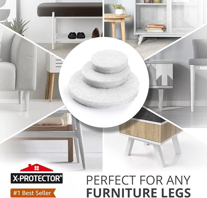 Felt Furniture Pads X-PROTECTOR - 48 Premium Felt Pads Floor Protector - Chair Felts Pads for Furniture Feet Wood Floors - Best Furniture Pads for Hardwood Floors - Protect Your Hard Floors! (White)