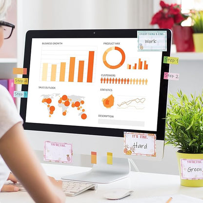 B1ykin Sticky Notes Set - Cartoon Theme Cute Self-Stick Notes Pad Teacher Appreciation Gifts， Self-Adhesive Writing Memo Pages Sticky to Do Notepad for Kids Employee School Office (Pineapple)