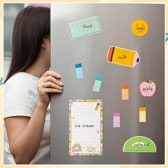 B1ykin Sticky Notes Set - Cartoon Theme Cute Self-Stick Notes Pad Teacher Appreciation Gifts， Self-Adhesive Writing Memo Pages Sticky to Do Notepad for Kids Employee School Office (Retro Teacher)