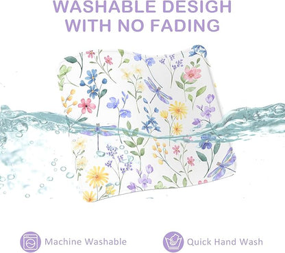 eulps Mouse Pad with Stitched Edge, Multiple Patterns Computer Mouse Pads with Non-Slip Rubber Base, Washable Cloth Mousepad, for Gaming, Laptop, PC (Dragonfly Meadow)