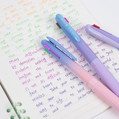 COLNK 4 Colors Ballpoint Pens in 1,Multicolor Ballpoint Pen Assorted Ink Colors,4-in-1 Colored Pens 0.7 Ballpoint for Journaling and Organizing,6 Counts-12 ink colors