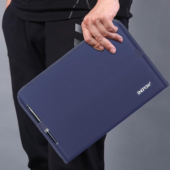 ENGPOW 13 Pocket Expanding File Folder,Fireproof Accordion File Folder Document Organizer with Zipper Closure,Portable Filing Organizer Safe with Colorful Tabs for A4/Letter Size Paper,Files(Blue)