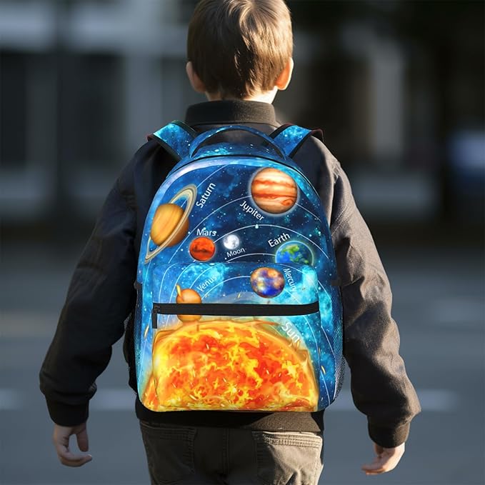 Planet Backpack Outer Space Backpacks Daily Backpack Large Capacity Universal Waterproof Bags With Adjustable Straps Lightweight Breathable Travel Camping Backpack15x11in