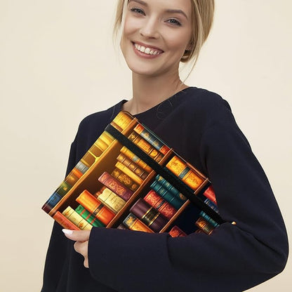 Padfolio Folder with Clipboard,Portfolios Organizer Clipboards with Storage Clipboard Writing Pad PU Leather Conference Document Organizer with Business Card Holder,Vintage Bookshelf