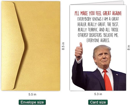 Chenive Trump Get Well Card for Him Her, Funny Donald Trump Get Well Soon Card for Friends, Humorous Speedy Surgery Recovery Card for Men Women, Encouragement Card, Support Card