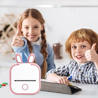 Memoking T02 Protective Case-Bunny Ears Shape Soft Silicone BPA-Free Cute Design Printer Cover, Compatible with T02 Mini Bluetooth Wireless Portable Mobile Pocket Printer, Pink