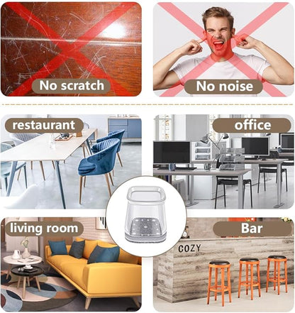 BUMACO Chair Leg Floor Protectors Square Chair Leg Protectors for Hardwood Floors Silicone Pads Covers to Protect Floors(Clear-40 Pcs, Square XL (1-5/8"~ 2")