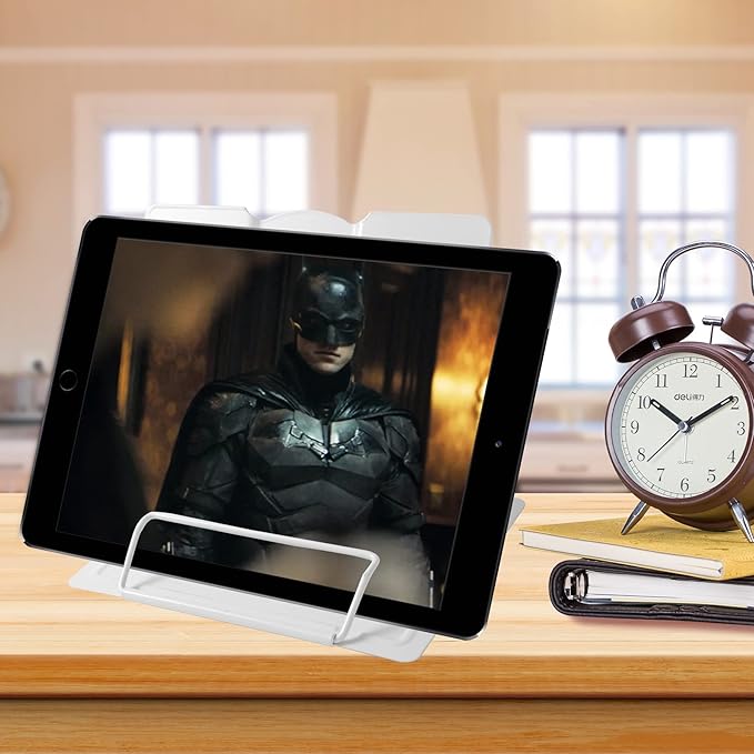 Metal Book Stand - Adjustable Book Holder for Reading (Full White)