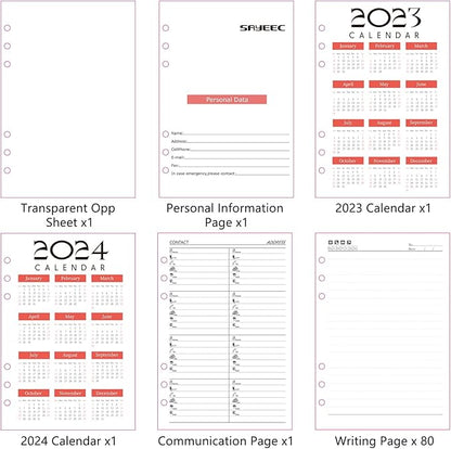 SAYEEC A5 Refill Paper Loose Leaf Lined Paper for A5 Planner Organizer, 80 Sheets 6 Holes Ring Binder Planner for Journals Notebooks Diaries Inserts (3 Pack Refillable Paper)