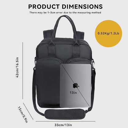 Zavothy Women's Convertible Daypack Large Tote Bag for Women with Laptop Compartment College Backpack for Men Business Work Computer Backpack fits 17 Inch Black