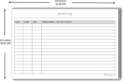 Activity Log Notepads(2 Pack, 50 Pages Each) Pad Planners to List a Task, Action or Contact. A Versatile Work Tool to Track Time & Office Productivity. 8.5 X 5.5, A5 Sheets. Made in the USA.