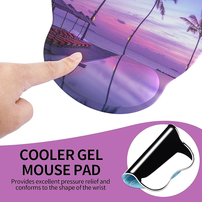 eulps Mouse Pad with Wrist Rest, Comfortable Computer Mousepad with Gel Wrist Support Smooth Surface and Non-Slip PU Base for Pain Relief, Laptop, Office & Home (Mauve Twilight)