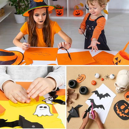 100 Sheet Assorted Halloween Colored Card Stock 65 lb Printable Card Stock Paper for DIY Halloween Card Making Hocus Pocus Party Gift Craft Supplies, 8.5 x 11 Inch