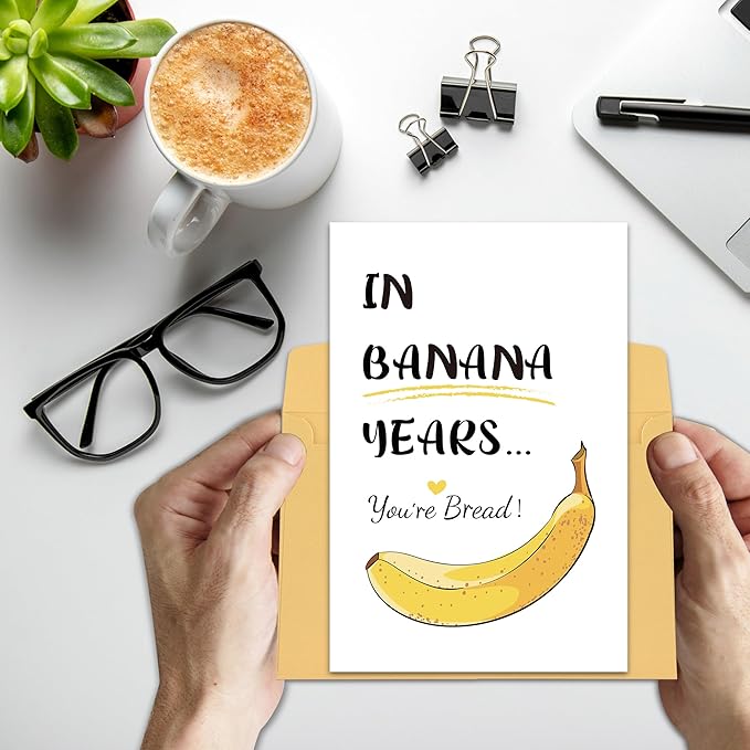 Funny Banana Birthday Cards for Men Women, Humorous Birthday Card for Him or Her, Happy Birthday Card Gifts for Best Friends, In Banana Years You're Bread...