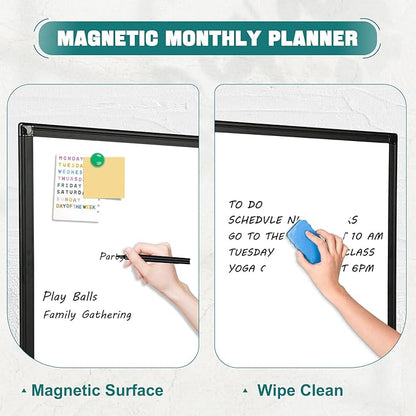 Double Sided Magnetic White Board，36"x24" Dry Erase Whiteboard for Wall with Black Aluminum Frame Presentation Board for School, Office and Home