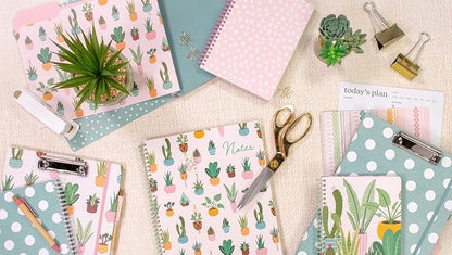 Steel Mill & Co Cute Mini Spiral Notebook, 8.25" x 6.25" Journal with Durable Hardcover and 160 Lined Pages, Pink Dots