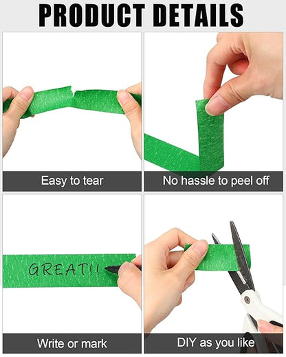 Fainne Green Painters Masking Tape Bulk 1 Inch x 55 Yard, General Purpose Paint Band Removable Adhesive Tape Multi Surface Roll for Painting Labeling School Supplies(20 Pcs)