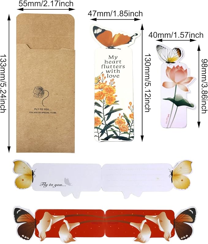 Honbay 28PCS Cute Butterfly Bookmark Paper Butterfly Book Page Markers for Students Reading Present Office Stationery or Classroom Gifts (14 Styles)