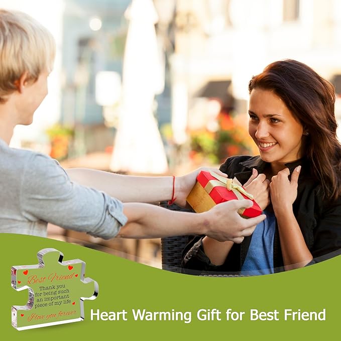 VELENTI Friendship Gifts - Acrylic Block Puzzle Friendship Gift for Her - Long Distance Relationship Gifts, Bestie Gifts Paperweights