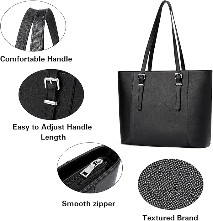 Telena Laptop Tote Bag for Women, 15.6 Inch Shoulder Tote Bag Leather Briefcase for Women, Large Capacity Handbag Bags