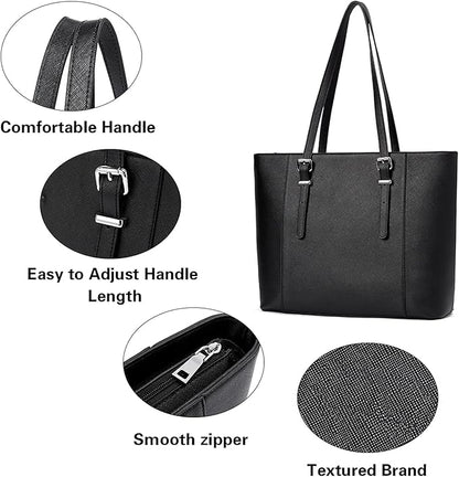 Telena Laptop Tote Bag for Women, 15.6 Inch Shoulder Tote Bag Leather Briefcase for Women, Large Capacity Handbag Bags