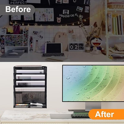 Kuntine.B 6-Tier Wall File Organizer Hanging File Organizer Cubicle Organizer Wall File Holder for Office Home, Black