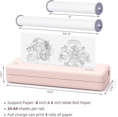 HPRT Wireless Portable Printer - Bluetooth Thermal Printer for Travel, Mobile Office, School, Home Compatible with iOS Android