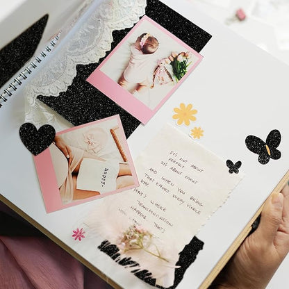 Double-sided Black Glitter Cardstock 8.5x11 - Goefun 24 Sheets 280 GSM/100LB Black Cardstock Paper for Cricut, DIY Crafts, Halloween, Scrapbooking