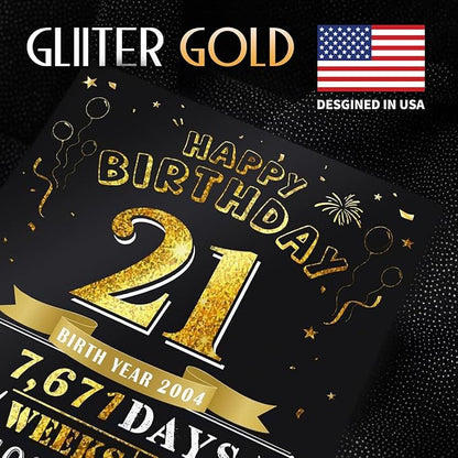 21st Birthday Card for Son Grandson, Jumbo 3D Pop Up 21st Birthday Cards for Boy Girl, Happy 21 Year Old Her Him Daughter Funny Bday Gifts, Review of 2004, Black Gold