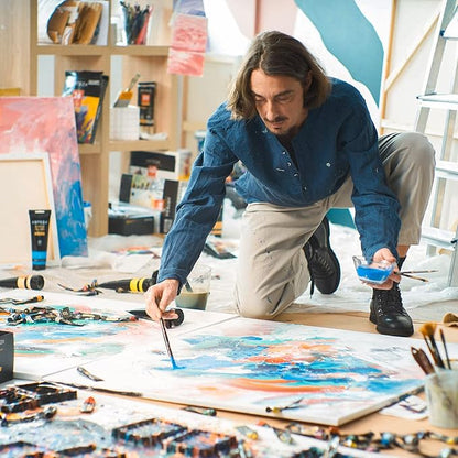 ARTEZA Watercolor Paint Brushes, Set of 5, Assorted Shapes, Synthetic Soft-Bristle Brushes